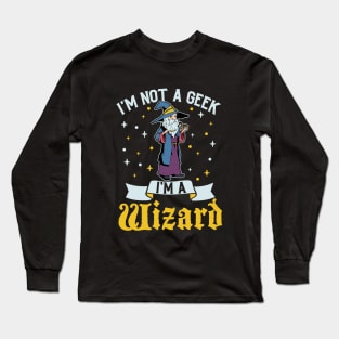 No geek - D20 Roleplaying Character - Wizard Long Sleeve T-Shirt